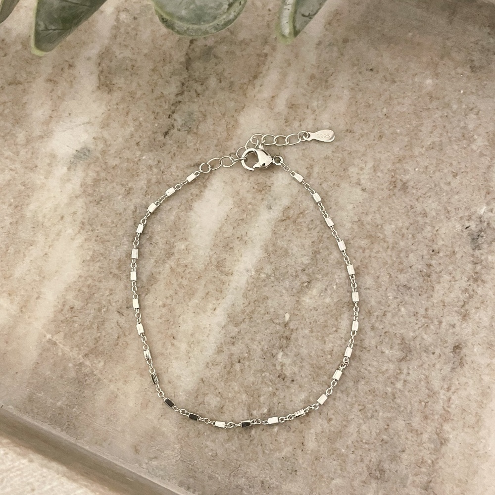 925 Sterling Silver Dainty Minimalist Bracelet Thin Link Stacking Bracelet